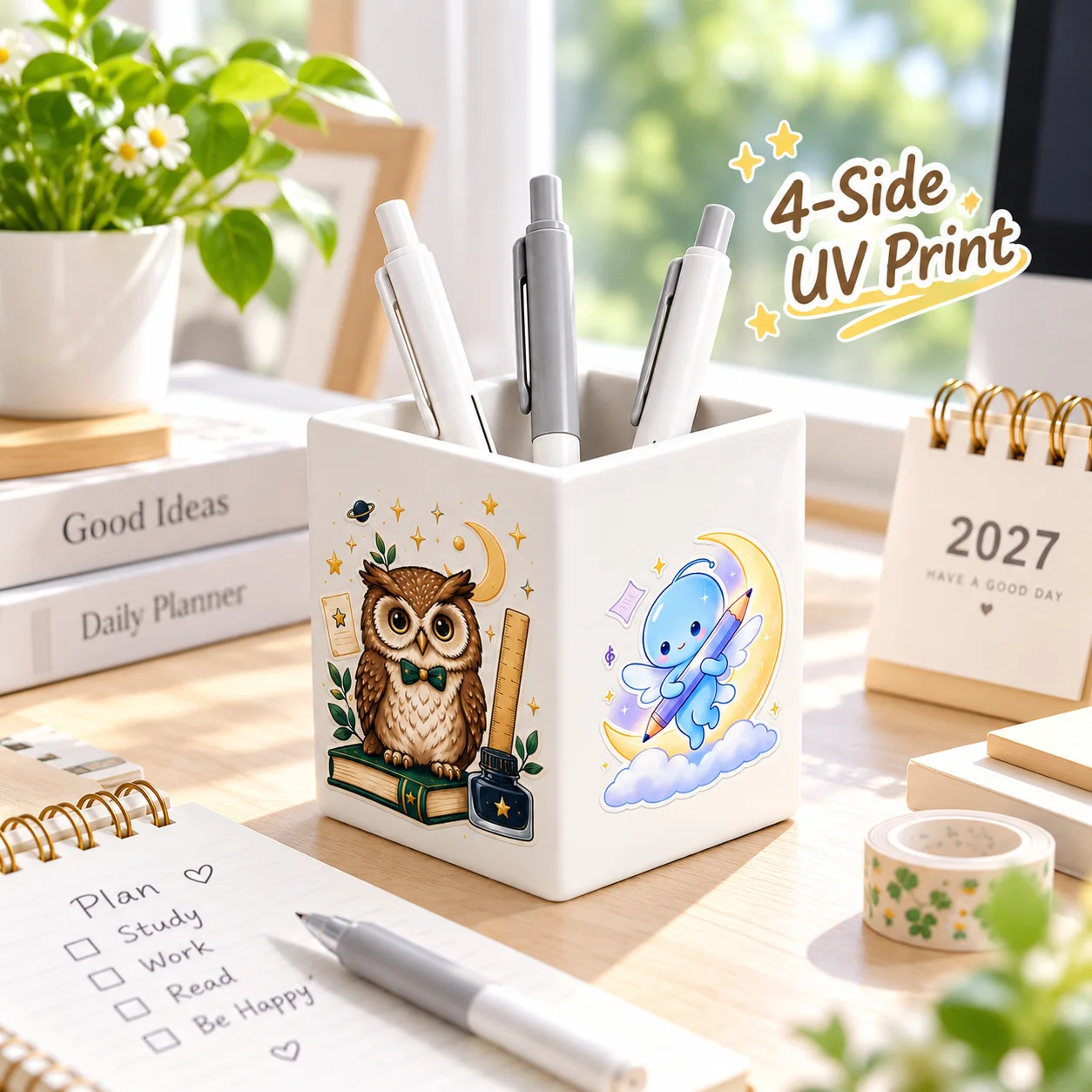 Custom Photo Pen Holder Personalized Desk Organizer UV Printed Storage Cup Office School Supplies Gift for Students