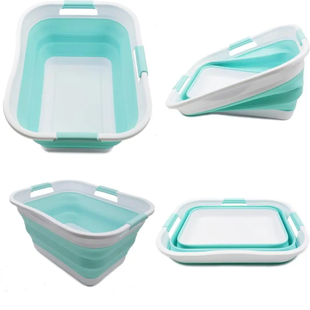 

Collapsible 30L Laundry Basket - Portable Folding Storage Organizer and Washing Tub