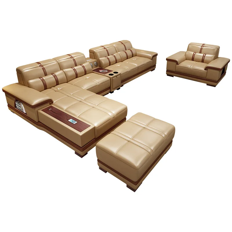 

leather sofa, first layer cowhide, combination living room, modern and simple, large and small apartment