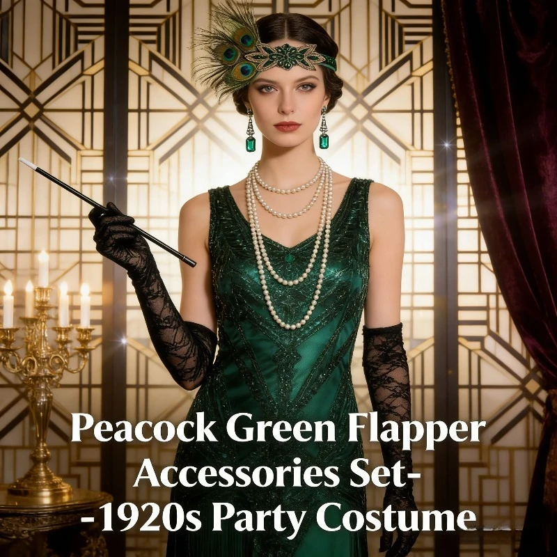 

1920s European and American Single Party Feather Headband Masquerade Headpiece Black Feather Headdress for Women