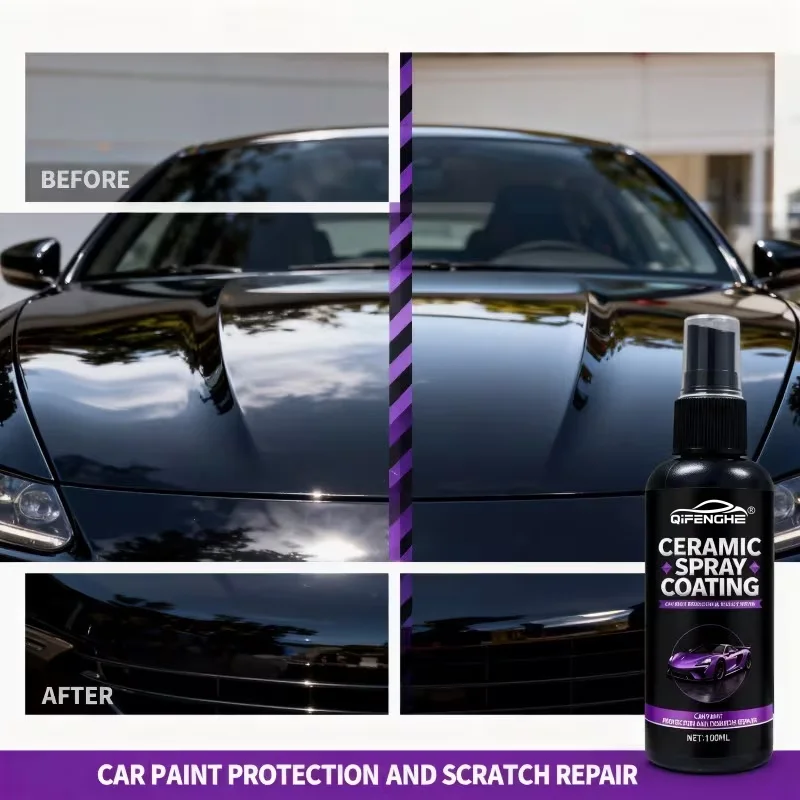 Car Ceramic Coating Spray with Accessories, 100ml Quick Coat Polish, Scratch Repair & Long-lasting Paint Protection