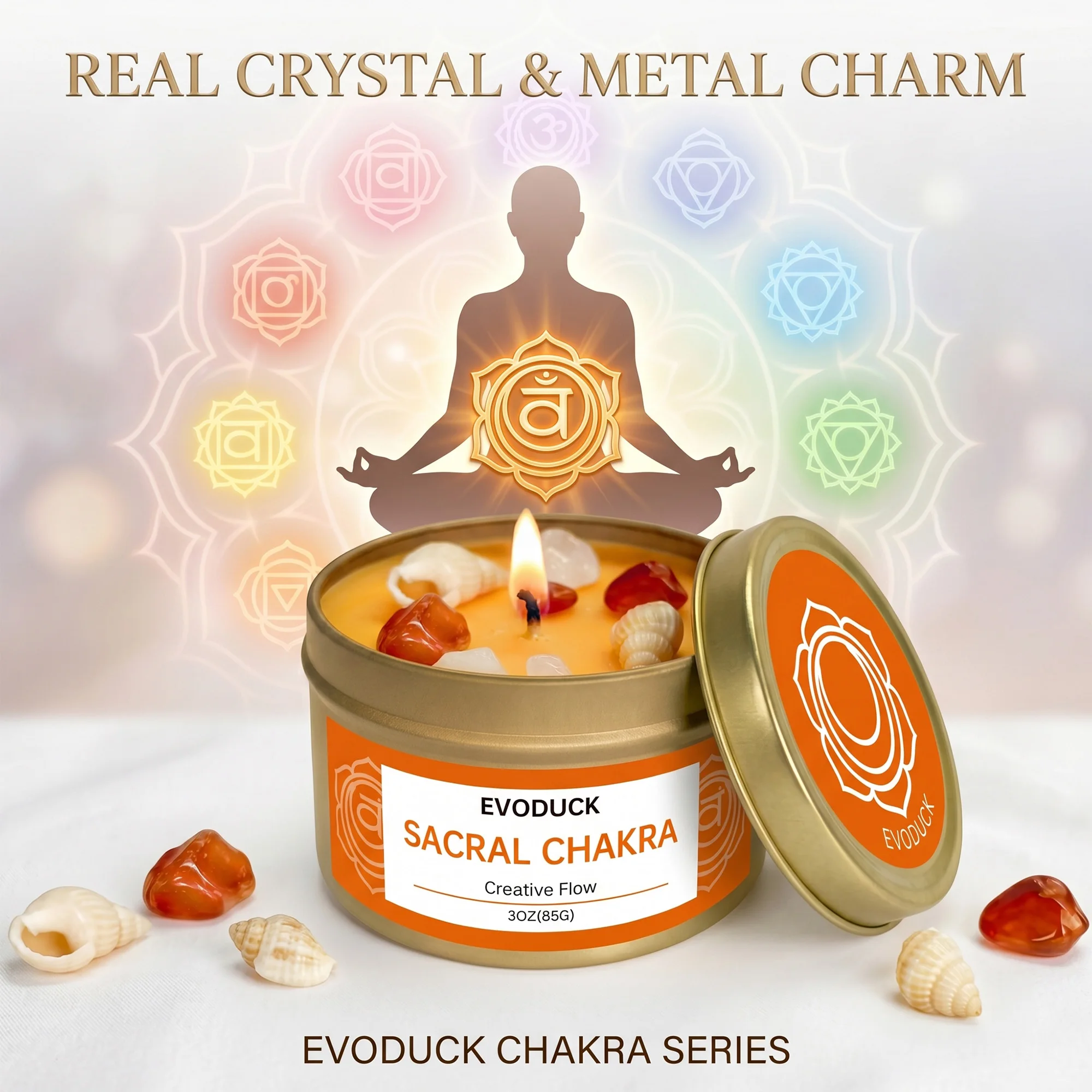 weet Orange Sacral Chakra Candle, Aromatherapy Scented Candle for Yoga Meditation Positive Energy Spiritual Gift Home Decors