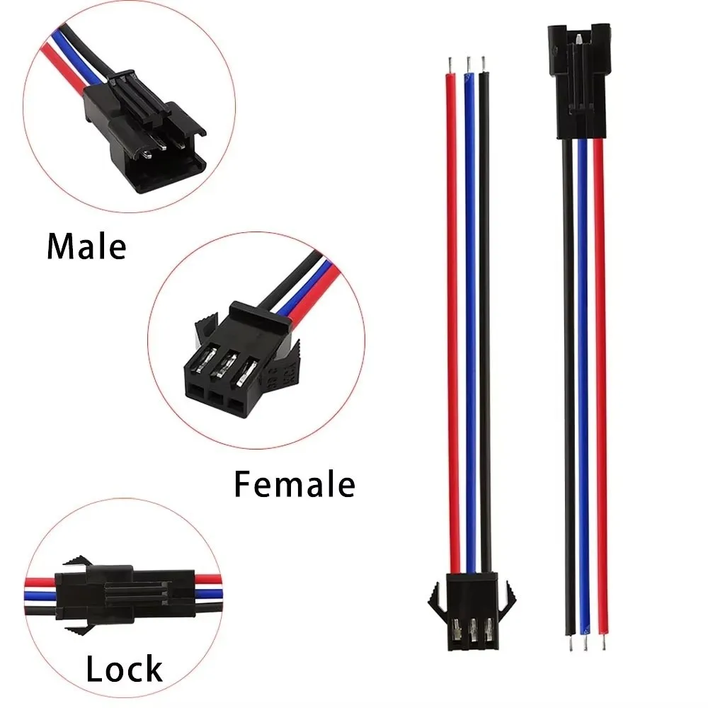 10 Pairs New 2/3/4/5/6 Pin JST Connector Cable SM JST Type Male Female SM Connector Wire RGB RGBW Compatible Plug Socket Cable
