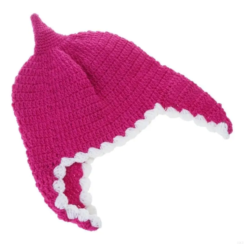 القبعات الصوفية الصغيرة المريحة، قبعات القرش اللطيفة، قبعات الدعائم المحبوكة يدويًا #4