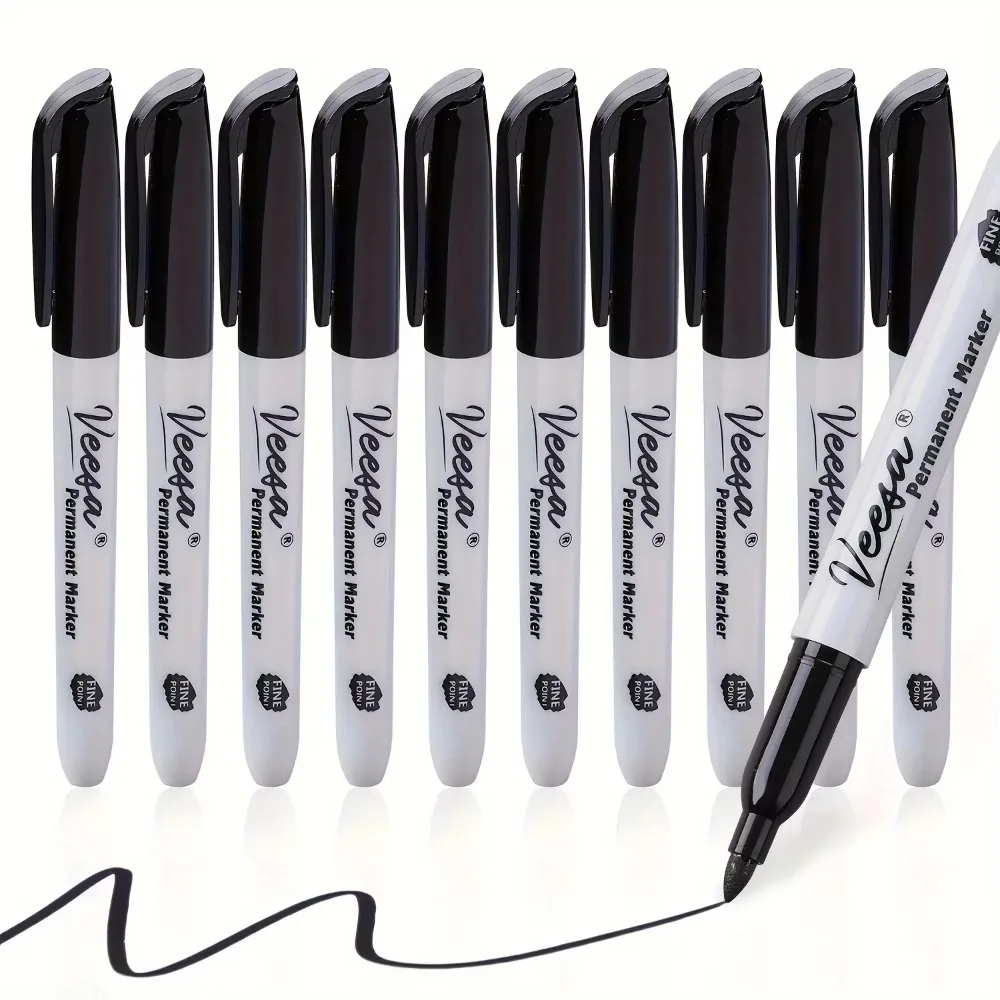 12 PCS Eco Safe Fine Pointed Permanent Markers Quick Drying Waterproof Anti Smear Precise Positioning for Multiple Surfaces