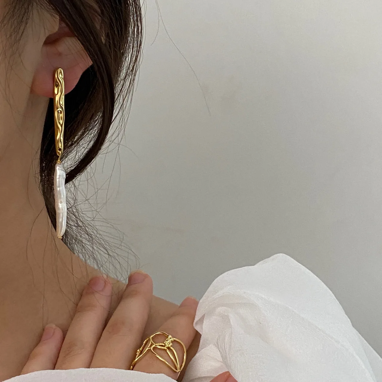 

Женские серьги-подвески из латуни с жемчугом, 18 к