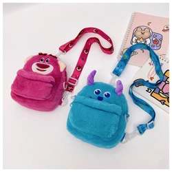 Disney New Cartoon Plush Shoulder Bag Cute Casual Crossbody Bags Lotso Furry Bags Kawaii Anime Handbags Shaggy Cartoon Backpacks