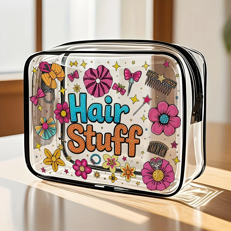 1pc Transparent Zippered Tote Storage Bag Toiletry Bag - Lightweight Travel Bag with Cable Management, Clear Toiletry & Charger