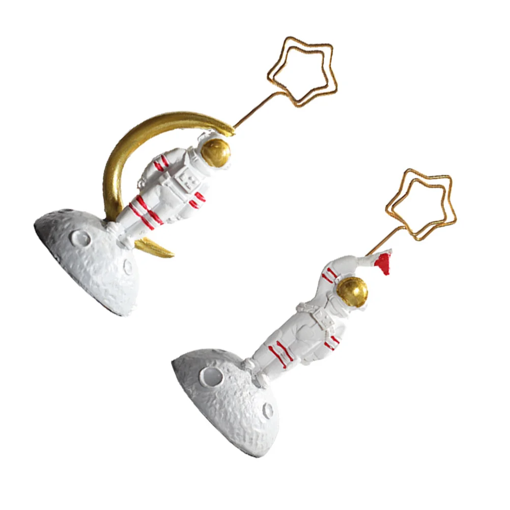 

2pcs Astronaut Photo Clips White Table Number Holders For Wedding Christmas Birthday Party Desk Adornments Card Memo Folder
