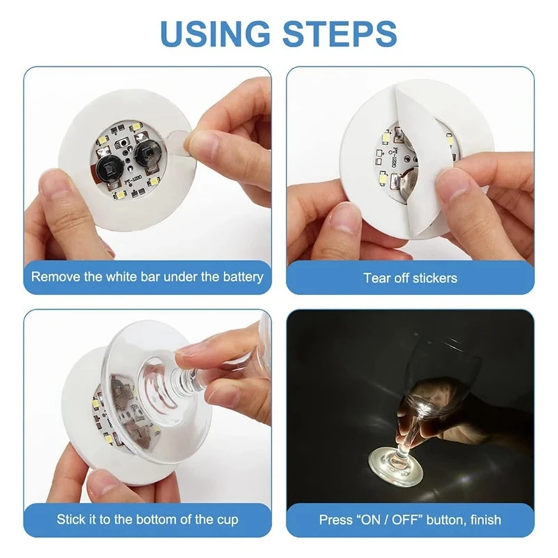 Светодиодные подставки с наклейками, 30 упаковок подсветительных подставок для напитков, светодиодные подставки для подставок, фонари для бутылок