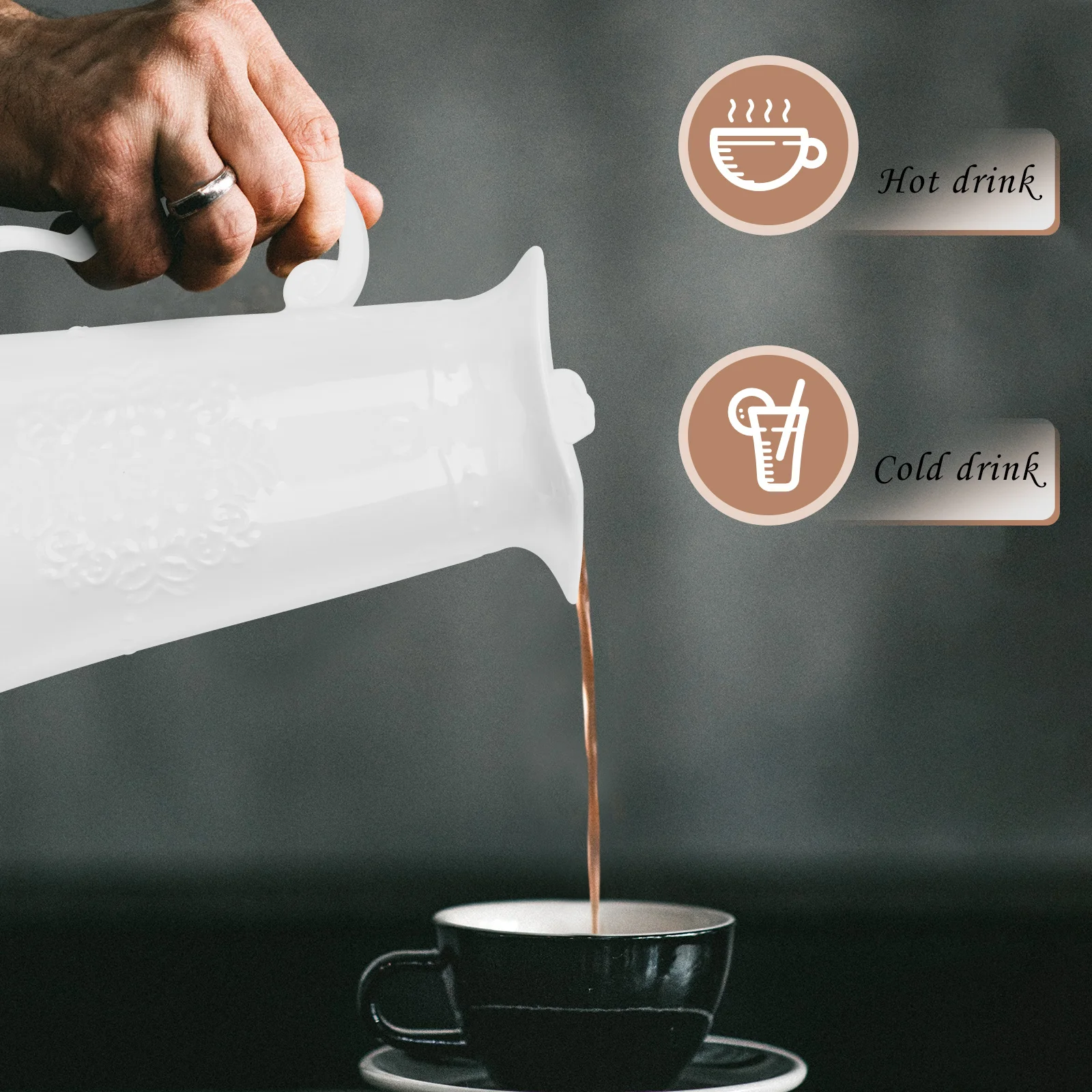 

Large Capacity Butterfly Juice Pitcher Embossed Ceramic Cold Water Jug for Home Decorative Drink Serving European Style Beverage