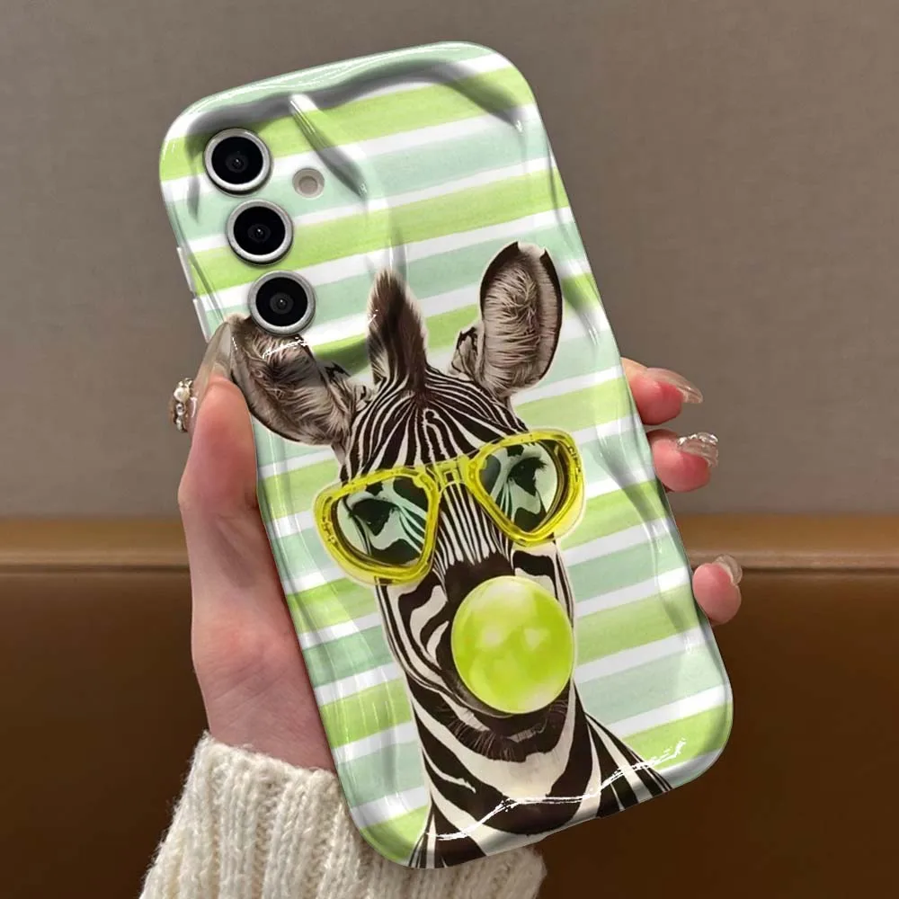 Cute Cartoon Animal Pattern For Samsung Galaxy A 36 56 26 35 55 25 16 15 13 73 72 71 54 53 52 5G Wave Oil White Soft Phone Case