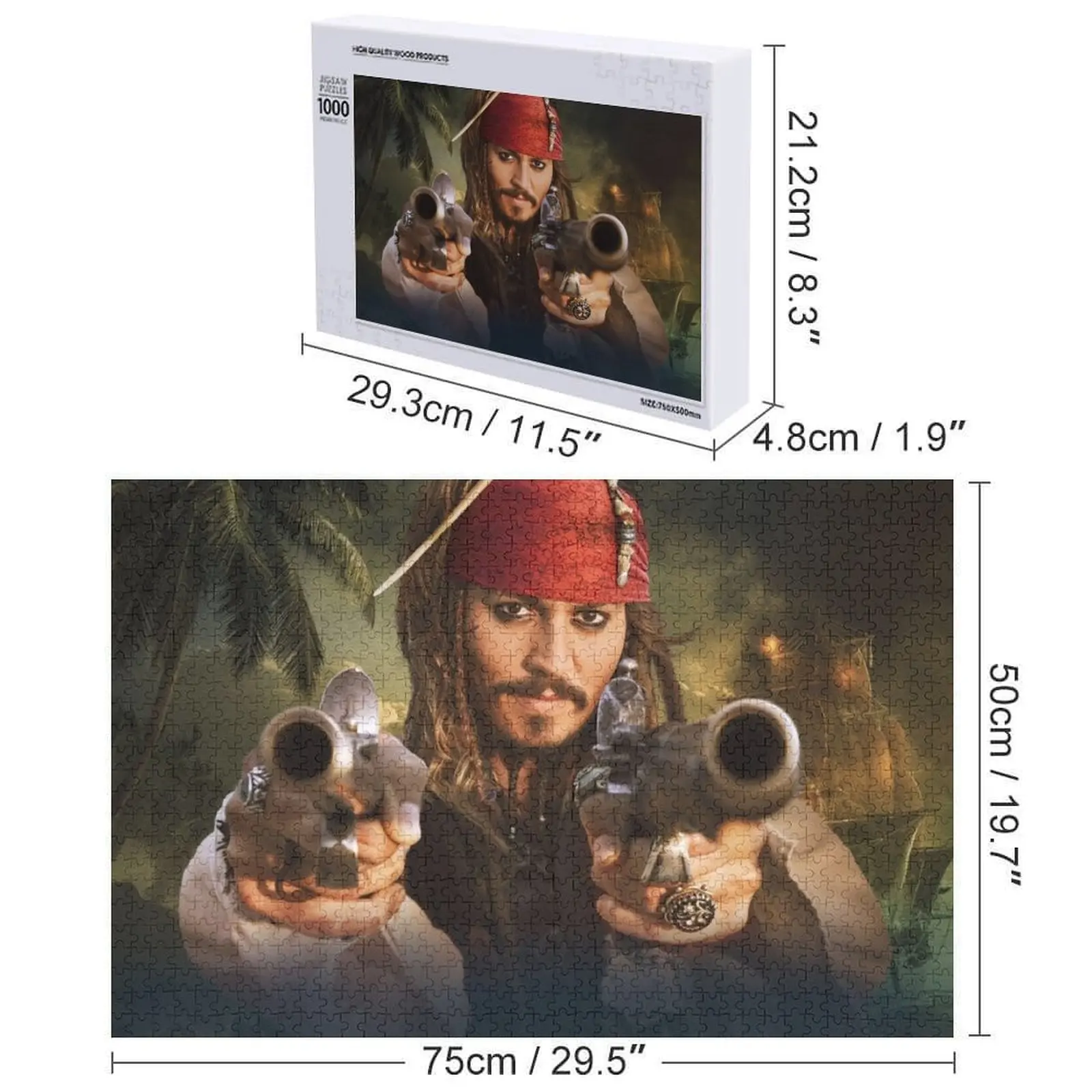 Ilustração Jhonny Depp Quebra-cabeça de madeira Animais de madeira Adultos Foto Adulto Quebra-cabeça de madeira