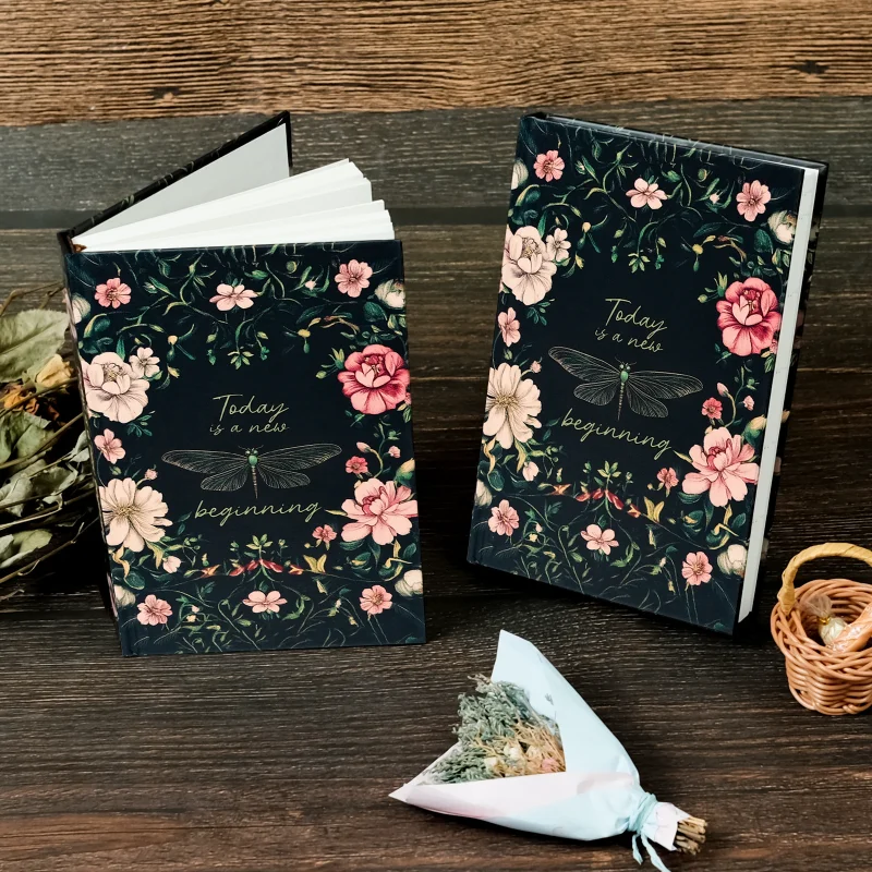 New Butterfly Flower Series Hard Shell Notebook Glue-free Binding Crossgrain Inner Page Diary