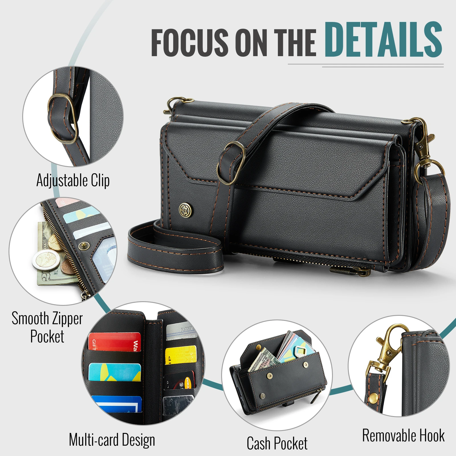 CaseMe Luxury Crossbody Wallet - Leather Folio Wallet Case ulasan dan harga