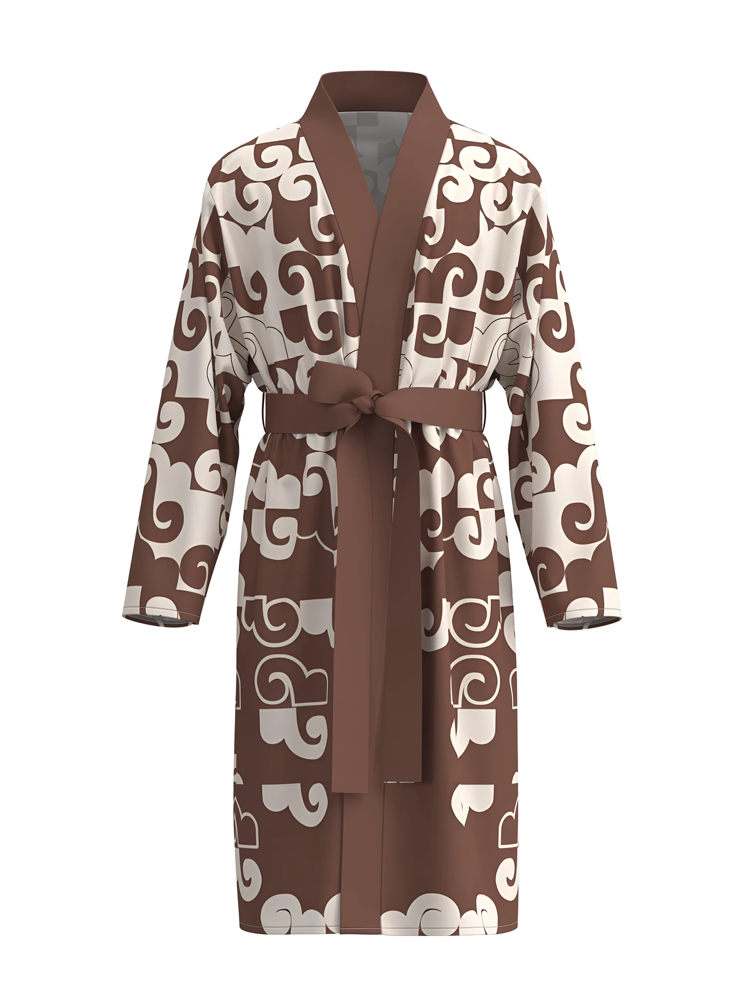 

2026 new men's home robe 3D digital full-print casual bathrobe spring and summer thin quick-drying home robe with belt can be wo