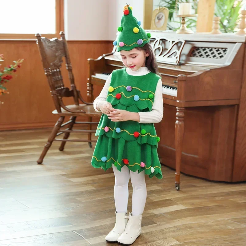 Costume d'Arbre de Noël pour Fille et Adulte, Robe de Jeu pour Parent et Enfant, Nouvelle Collection