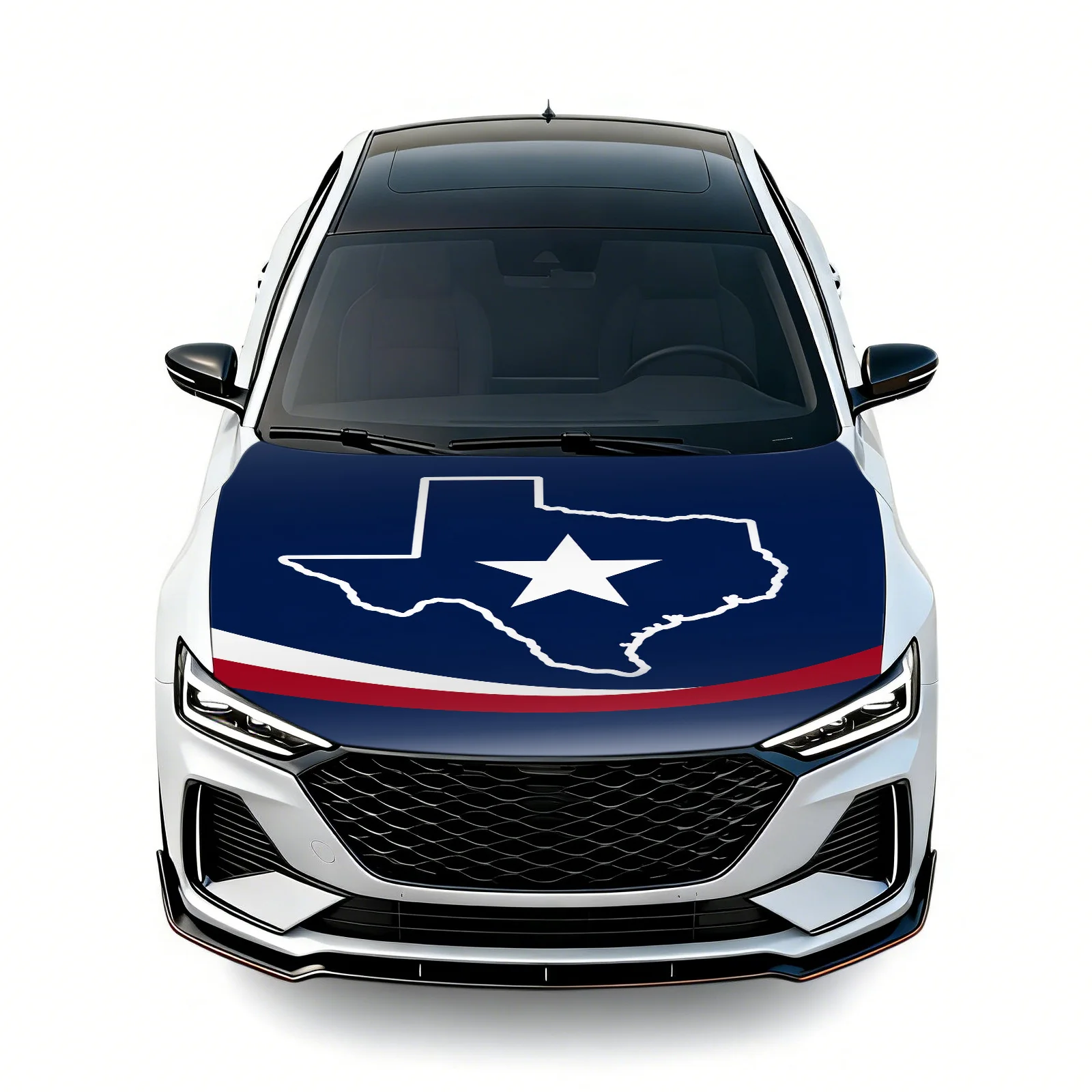 Texas Flag Hood Cover for Cars SUVs Trucks, Lone Star State Style Car Accessories Exterior Decoration Auto Styling