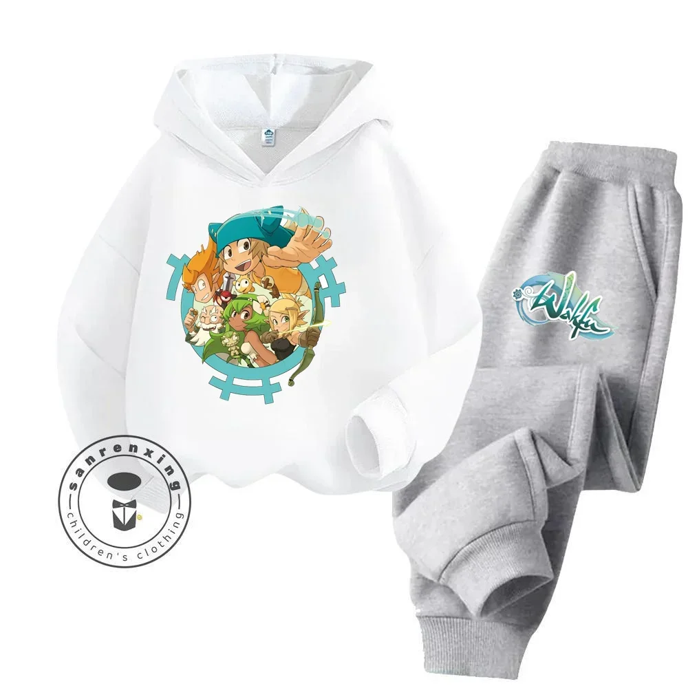 Manga Wakfu Kids Spring/Fall Hooded Casual Sweatshirt Two-piece Pullover Outdoor Kids Casual Outdoor Set for Boys and Girls