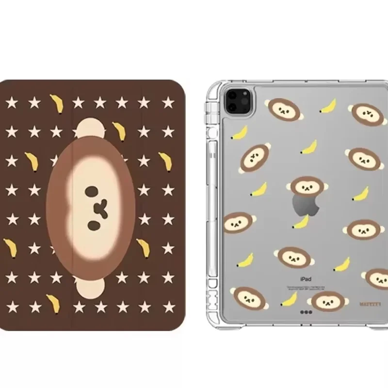White Star Brown Monkey Banana For iPad 11th A16 10 9 8 7 5 Pro 13 11 M5 M4 M3 M2 12.9'' Air  4 3 2 1 Mini 7 6 8.3'' Cover