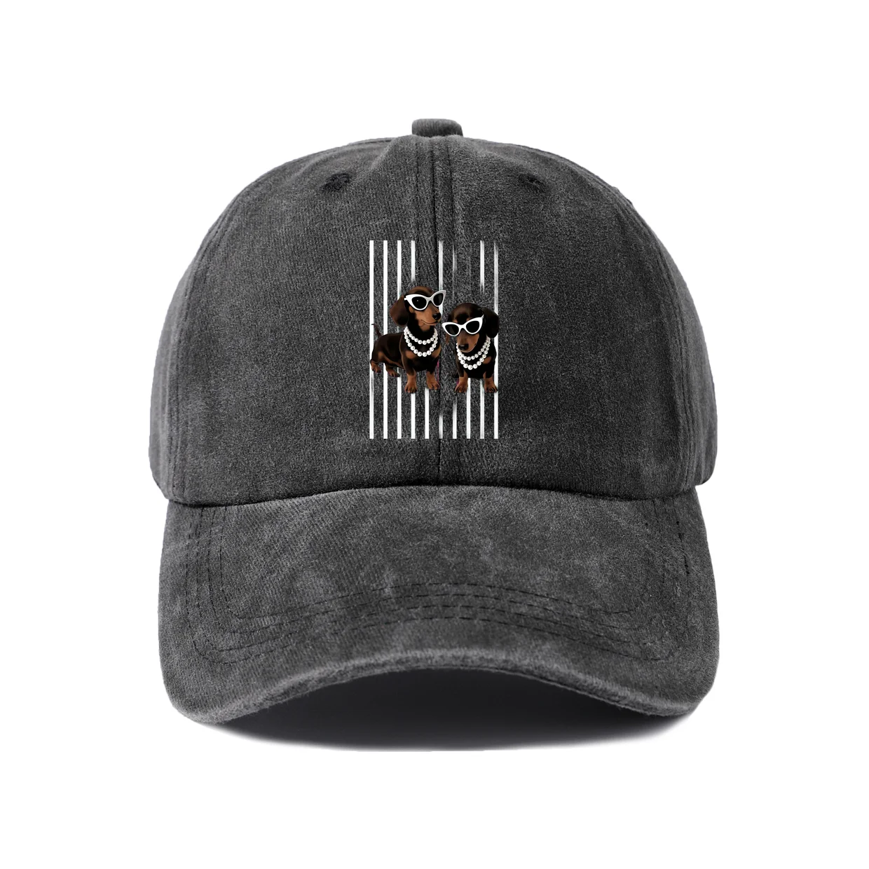 Cute Cat Character Graphic Baseball Cap, Vintage Washed Adjustable Unisex Dad Hat, Everyday Gift