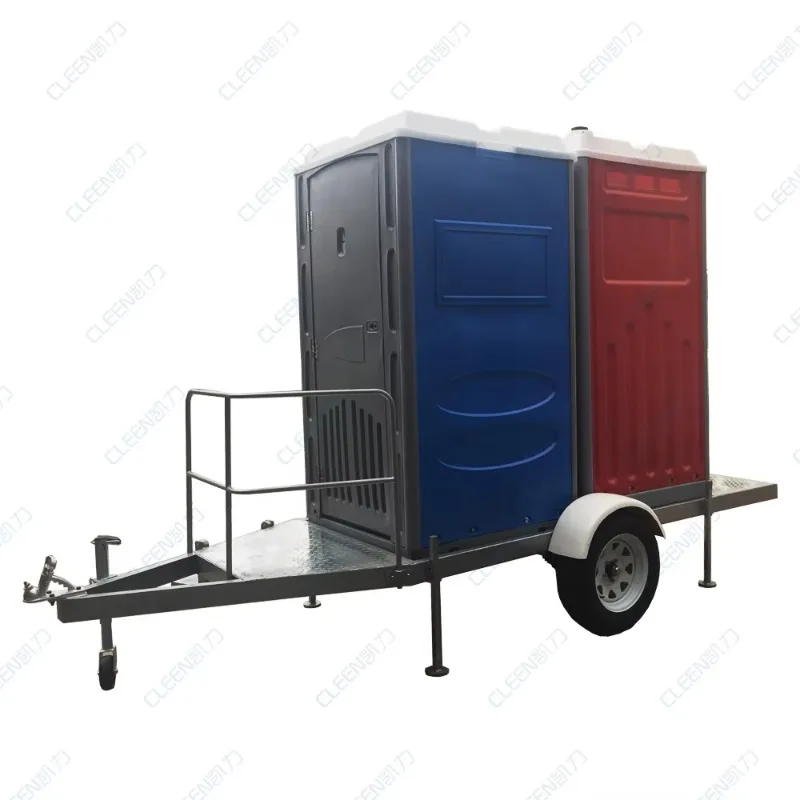 2026 Outdoor Public Portable Mobile Toilet Restroom on Site Double Trailers
