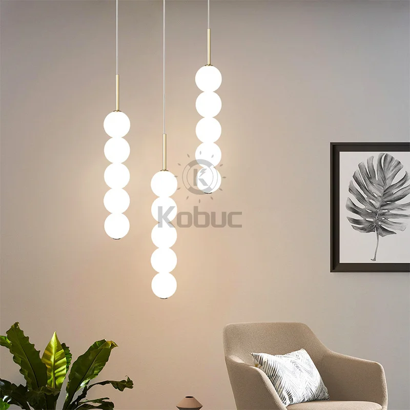 

Kobuc Nordic Modern LED Chandelier Fixture Glass Ball Pendant Light Dining Room Bedroom Art Decor Restaurant Luxury Hanging Lamp