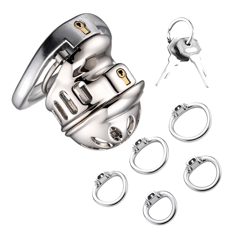 Male Chastity Cage with Lock and Adjustable Penis Rings, Lightweight Chastity Device BDSM Gear for Men