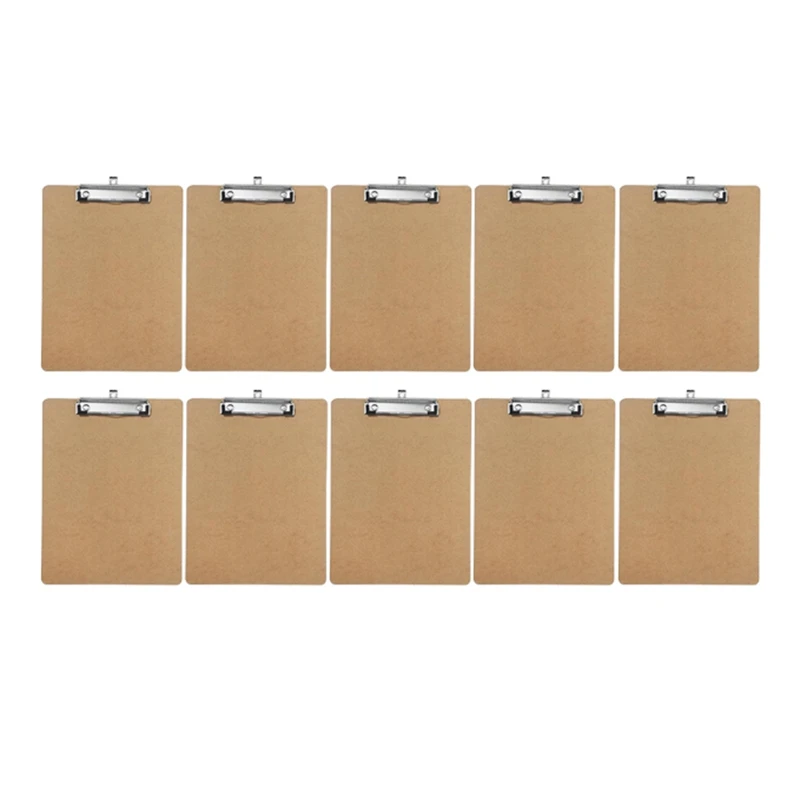 10Pcs Wooden Board Clips Flat Folder Menu Holder Wooden Clipboard Splints For Office, School, Classroom Supplies Durable Brown