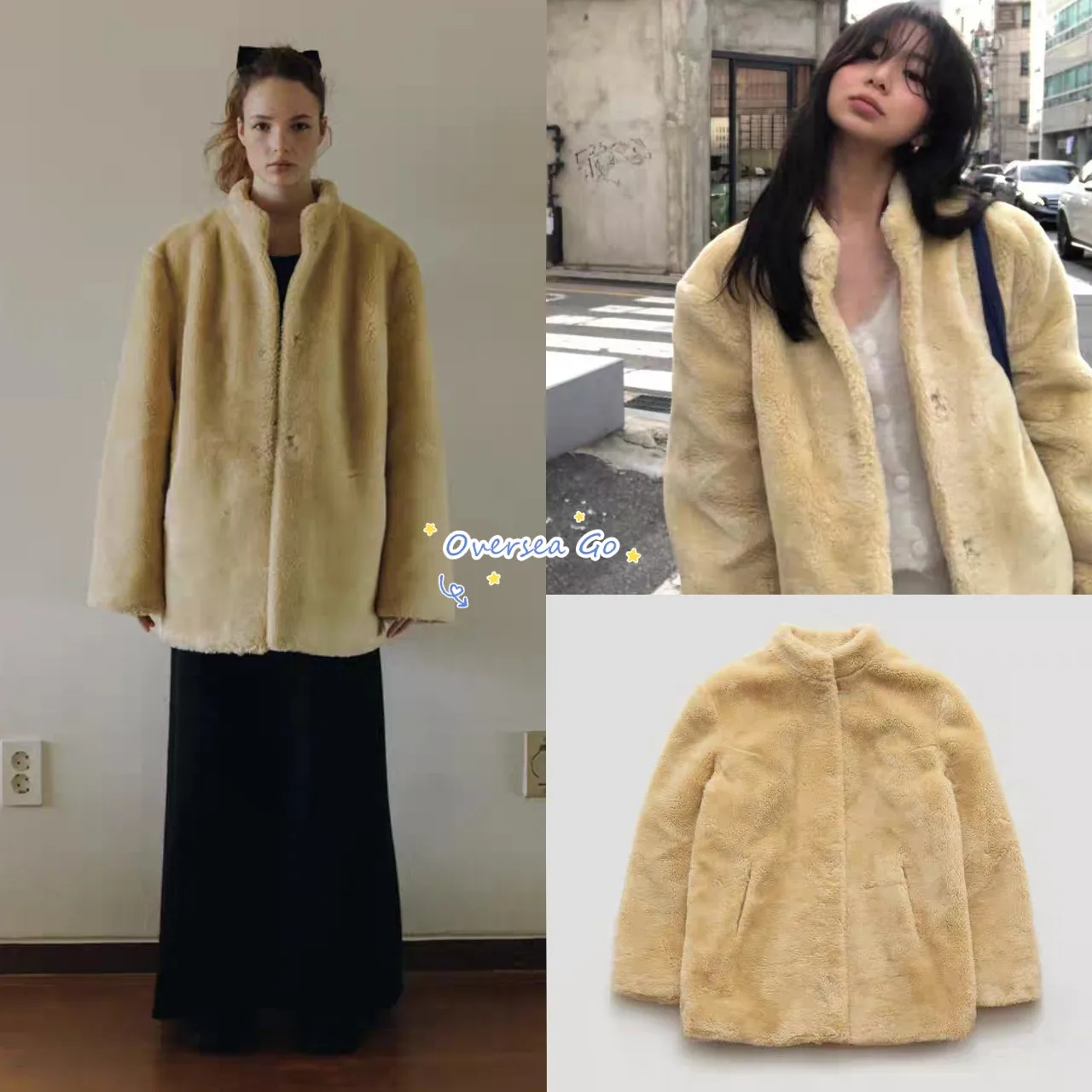 

Модная женская куртка из искусственного меха под овчину с воротником-стойкой, теплая повседневная верхняя одежда средней длины с длинными рукавами