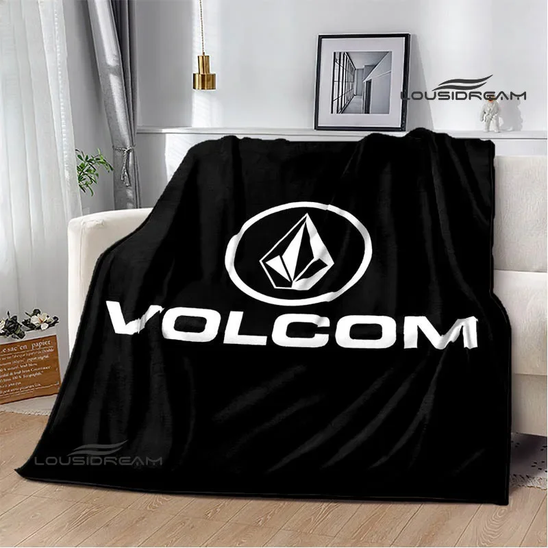 V-VOLCOM個のロゴがプリントされた毛布,フランジ付きの暖かい毛布,柔らかく快適な生地,家庭用の旅行,ベッド,ピクニック,誕生日プレゼント