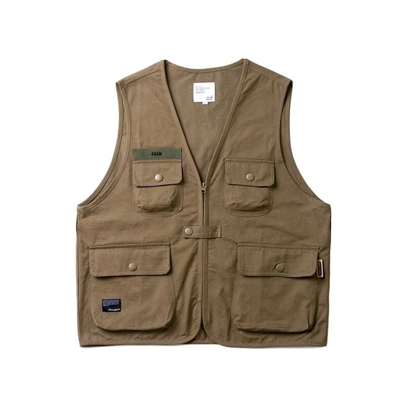 

Multi Pocket Oversized Vest for Men American Japanese Fusion Workwear Coat Guochao Style Spring Autumn Casual Layer​