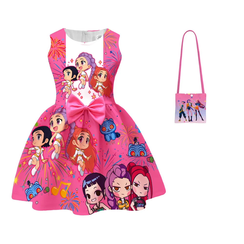 

Летнее платье KPop для малышей, детское платье для девочек, летнее платье, милая детская одежда с принтом принцессы, праздничные топы