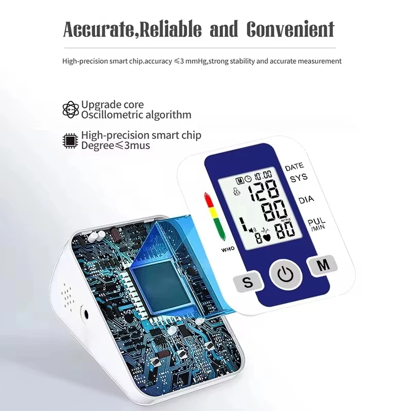 Arm Blood Pressure Monitor Pressure Sensor Monitor BP Equipment Automatic Tonometer Digital Tensiometer LED Display Arm Cuff