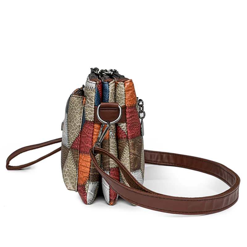 Luxury PU Leather Women\'s Shoulder Crossbody Bags High Quality Women Handbag Patchwork National Style Female Messenger Tote Sac