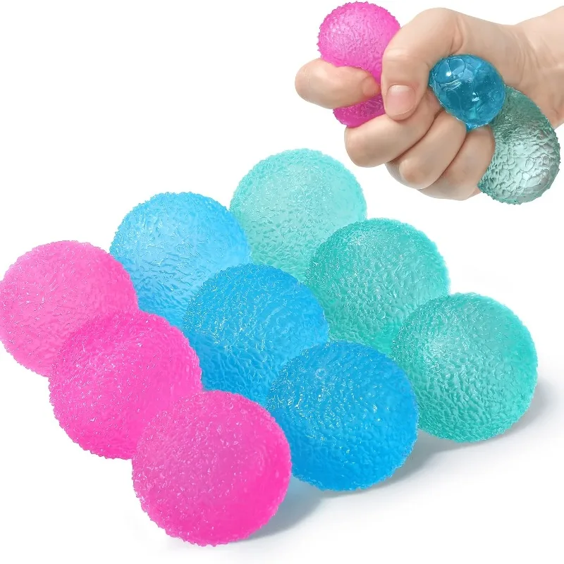 NEEDOH Pelota Antiestrés de Gel Texturizado de Rebote Lento, Juguete Sensorial para Aliviar la Ansiedad, Regalo para Vacaciones y Regreso a Clases, Color Aleatorio
