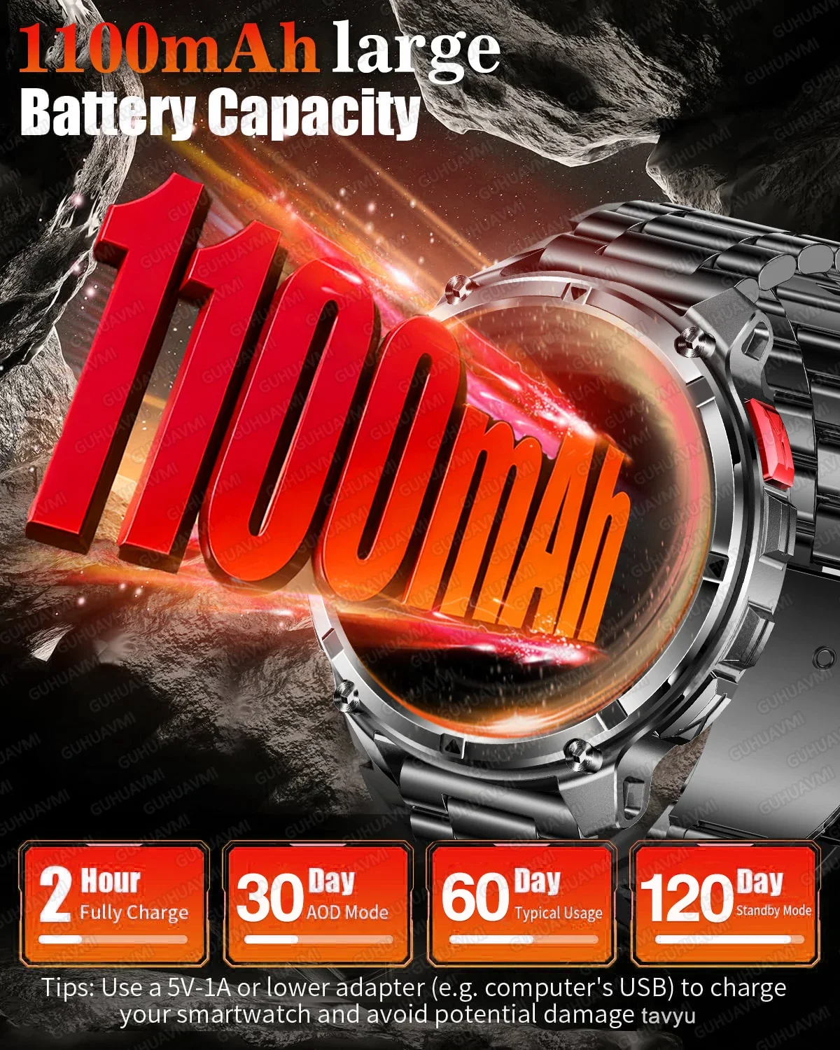 New Outdoor Men Smartwatch Bluetooth Call Waterproof Sport Watch 1100mAh Health monitoring Custom dial Smart Watch Man Durable