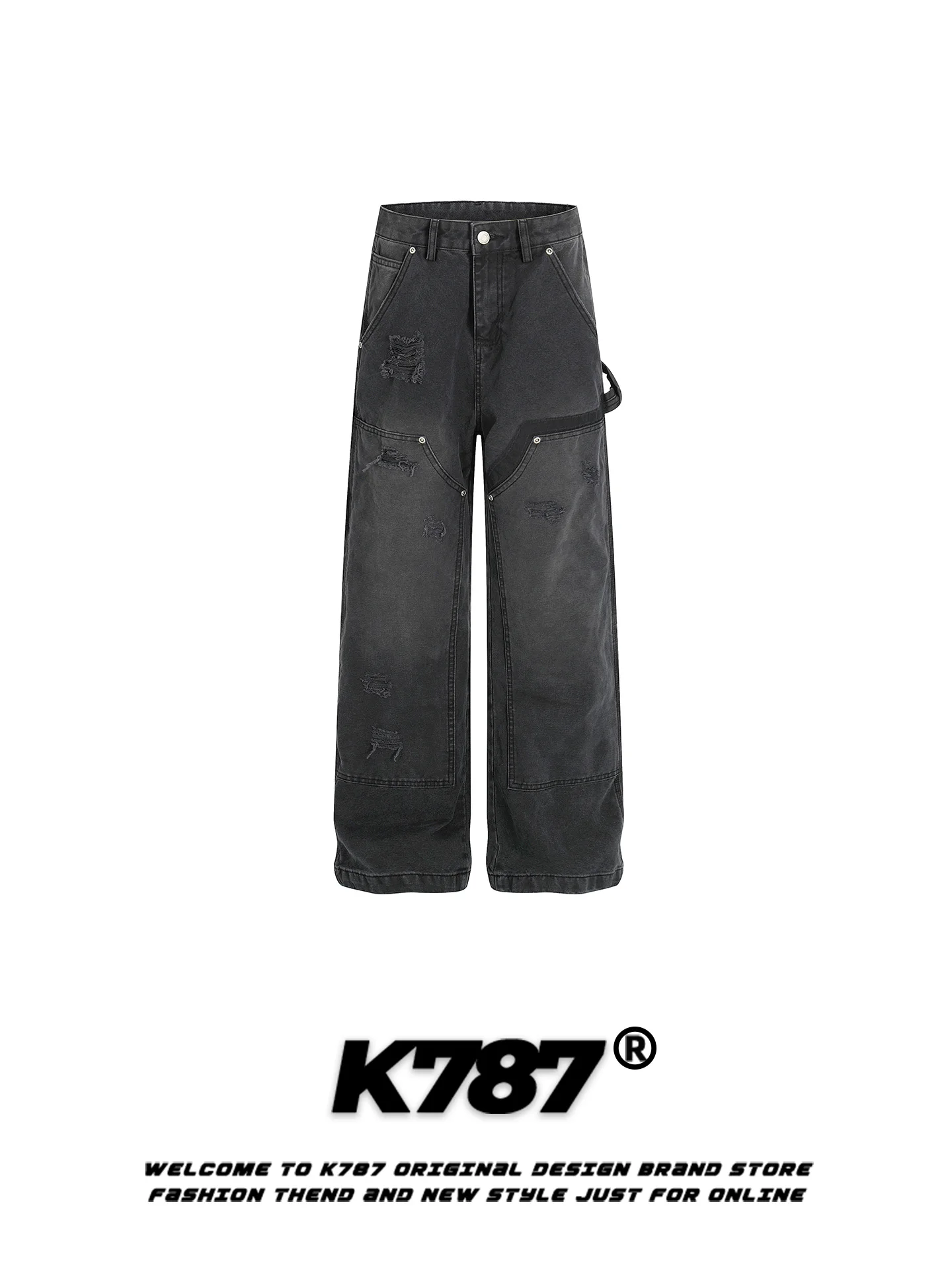 

Женские брюки K787 в американском ретро-стиле, повседневные, свободного прямого кроя, с высокой талией, винтажный вид, длинные