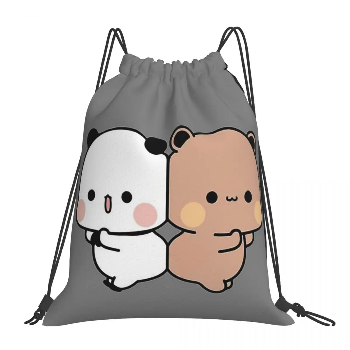 Cute DuDu Bear And BuBu Panda Couple Backpacks Fashion Portable Drawstring Bags Sports Bag Book Bags For Travel School