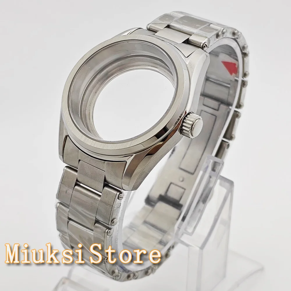 38mm silver solid stainless steel watch case sapphire glass fit NH35 NH36 NH34 NH38 NH70 NH72 ETA2824 PT5000 movement