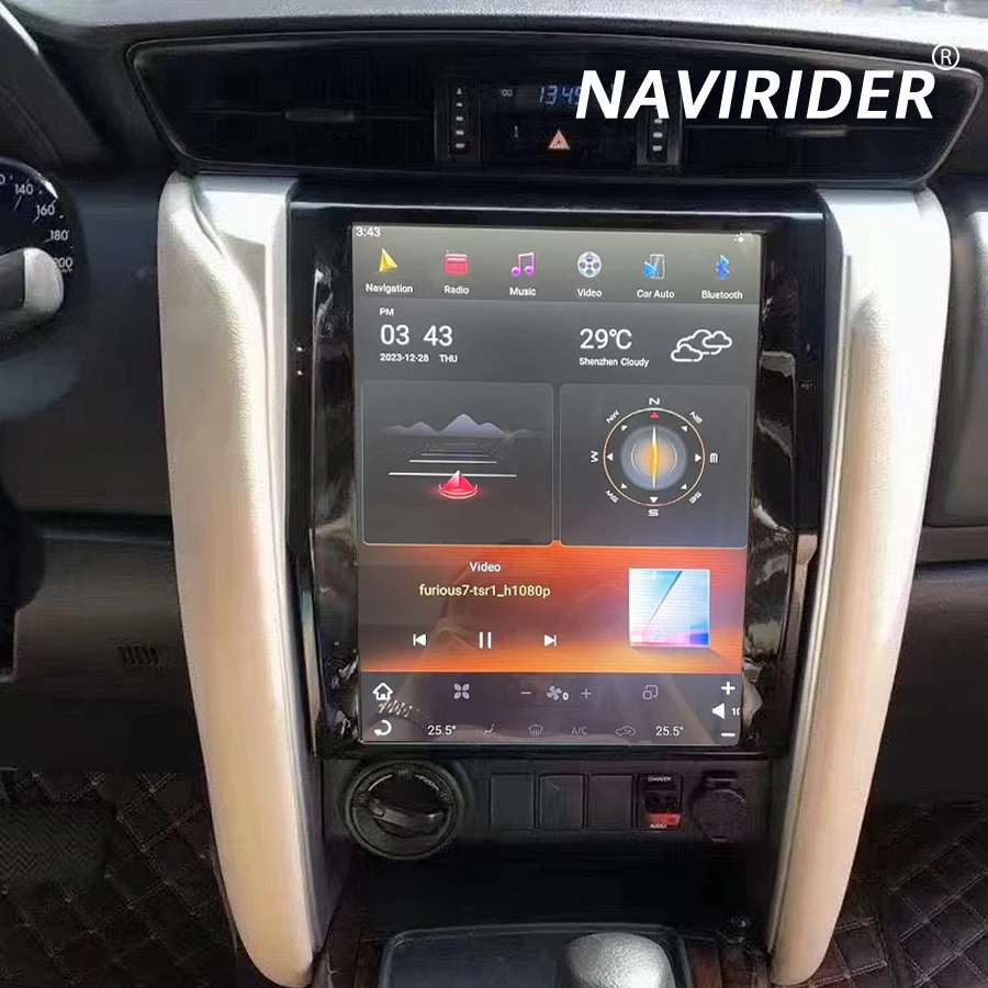 Multimedia Video Player Android 15 12.1'' Stereo GPS Carplay Vertical Screen For TOYOTA Fortuner HILUX Revo 2016-2022 Car Radio