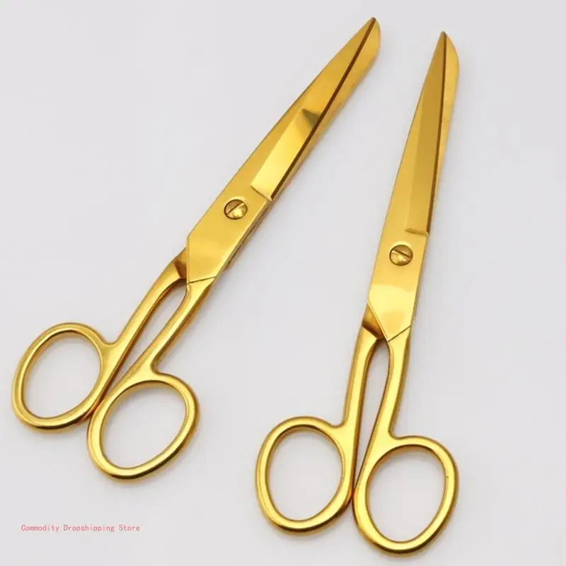 Golden Stainless Steel Sewing Scissors, Embroidery Tailor Scissors, Fabric Cutting, DIY, Stationery Accessories