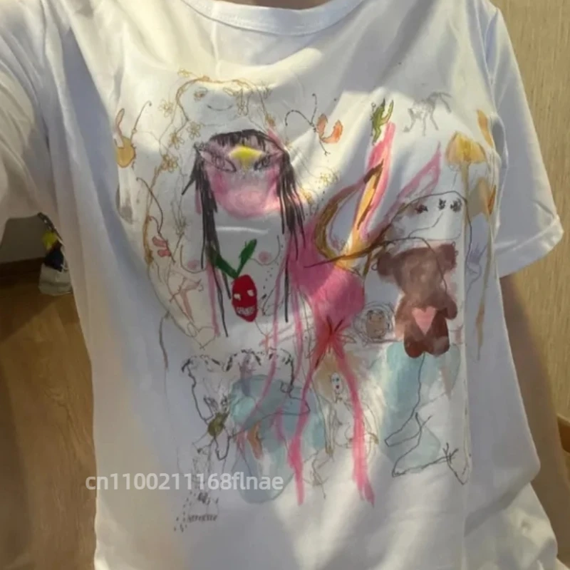 Pattern T-shirt short sleeved summer street dance top street casual hip-hop performance costume unisex