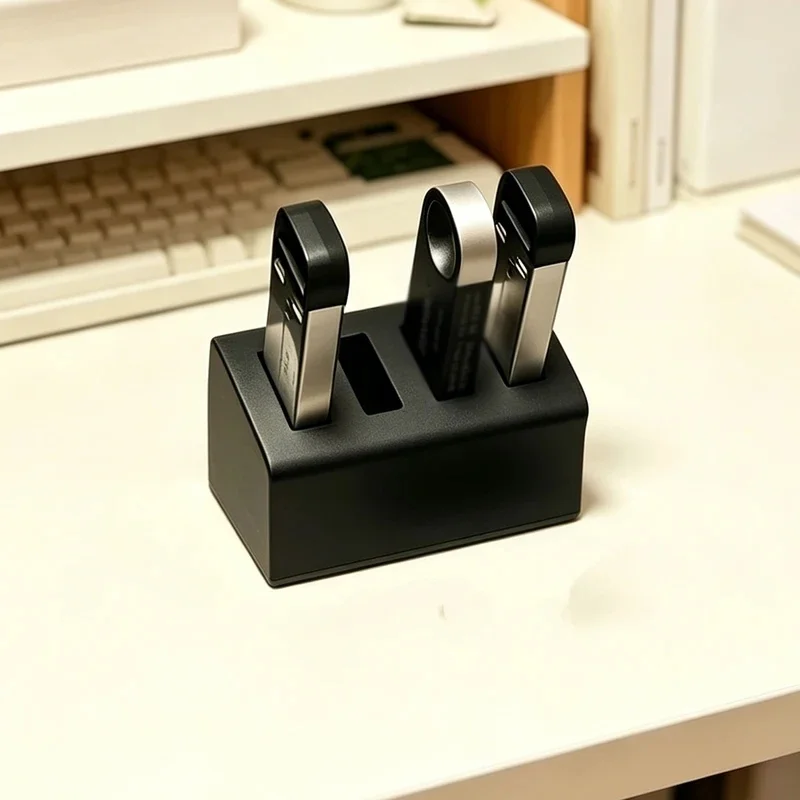Simple Desktop USB Flash Drive Storage Box, Multi‑compartment Small‑item Organizer, Practical Office Desk Storage Rack