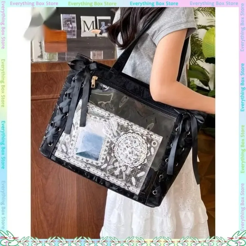 Versatile Fashion Ribbon Itabag Large Capacity Large Anime Bag Daily One Shoulder Tote Bag luxury Transparent Display handbags