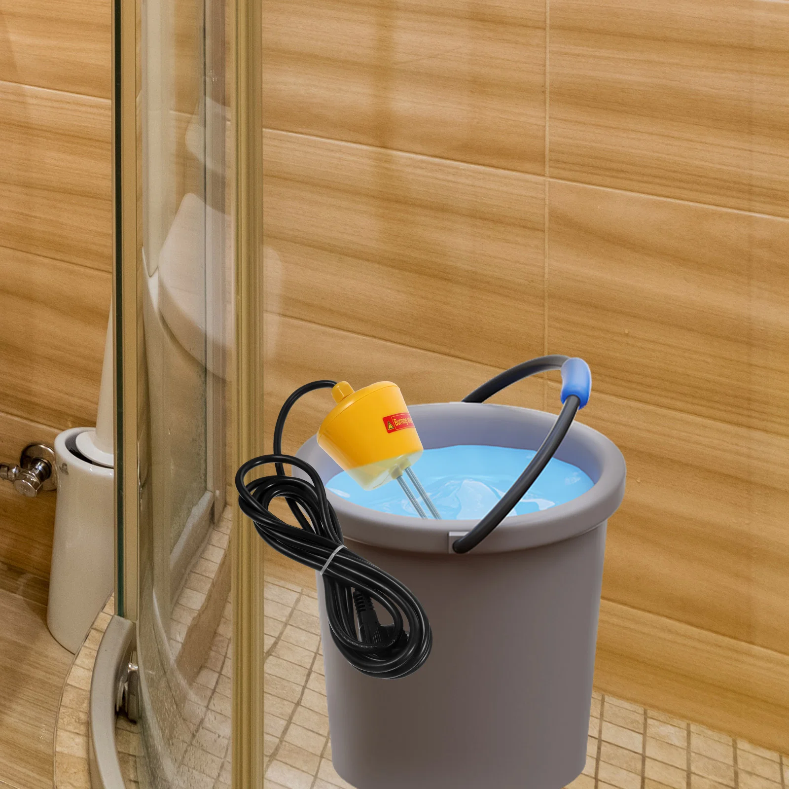 3000W Bathtub Floating Heating Rod Inflatable Pool Water Heater with LED Thermometer with AU Plug (Yellow, Actual Power 2500W)