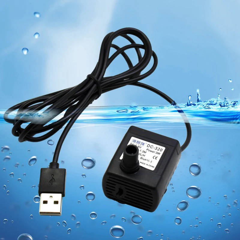 Dc 5V-6V 유량 500L/H 3W USB 마이크로 잠수정 펌프 풀 분수 Rockery Pet 수족관 물 디스펜서 필터 펌프, 수족관 물 분배기 