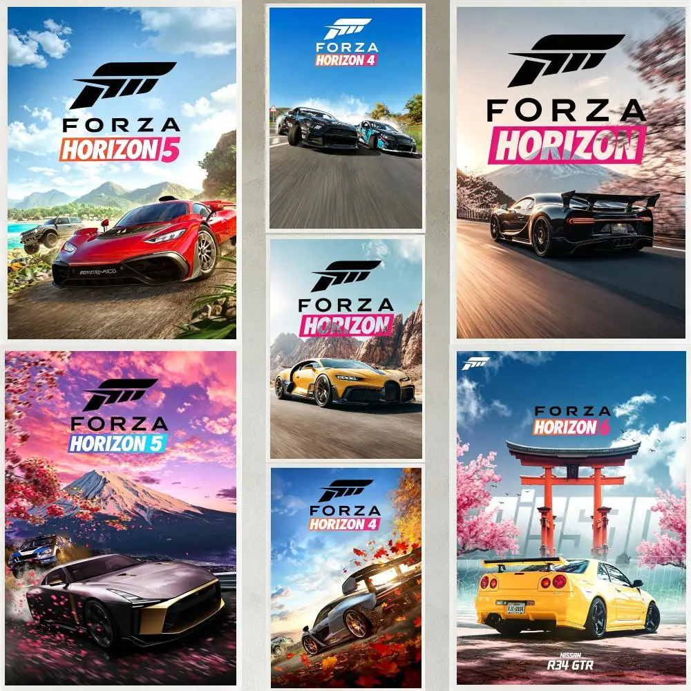 game Forza Horizon Poster Poster HD Waterproof Self-adhesive Art Print Wall Decor for Bedroom Living Room Gift