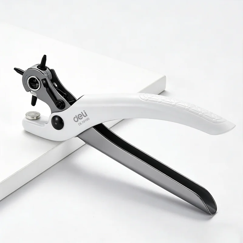 7-Inch Round Hole Punch Pliers 4 Interchangeable Sizes 1.5-3mm Alloy Punch Head for Belts Leather Bags Piercing
