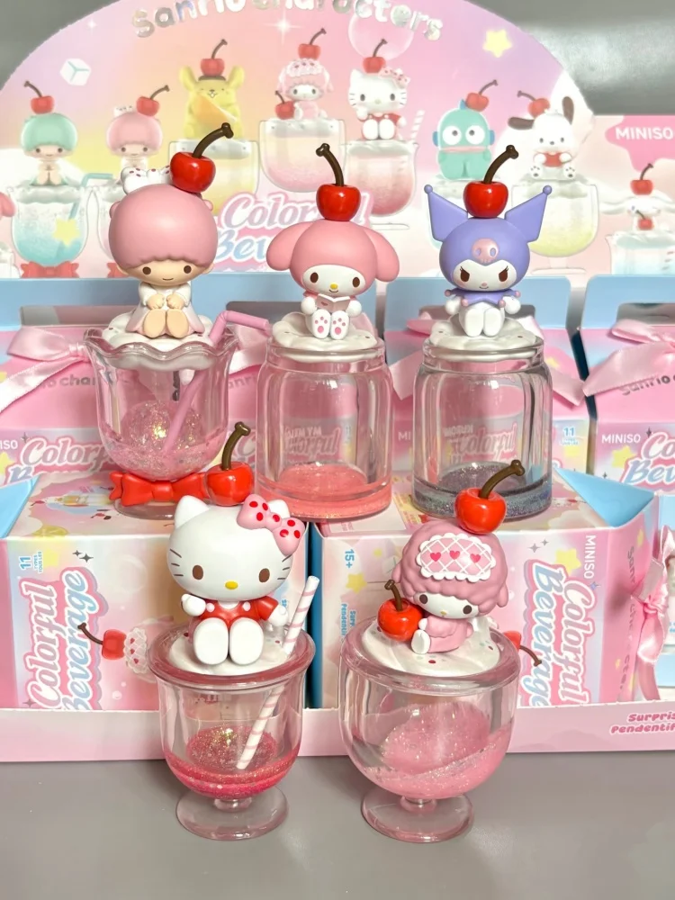 

Original Sanrio Colorful Beverage Series Trendy Blind Box Cute Hangyodon Figure Collectible Toy Girls Surprise Gift Home Decor